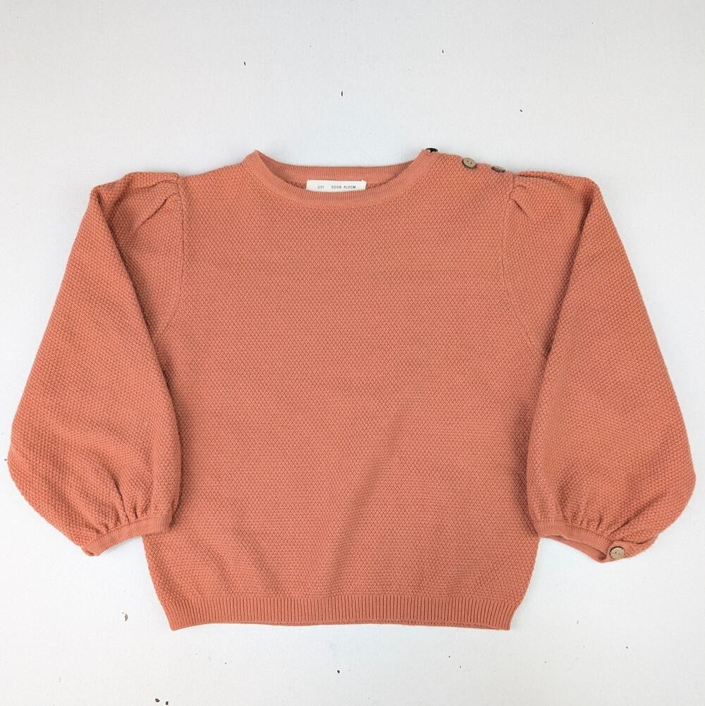 No Brand Coral Color Girls 2/3 Balloon Sleeve Sweater
